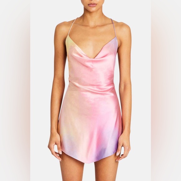 NWT SER.O.YA  Pracilla Dress in Sunset Tie Dye - Silk cowl neck - SIZE XL - Picture 4 of 9